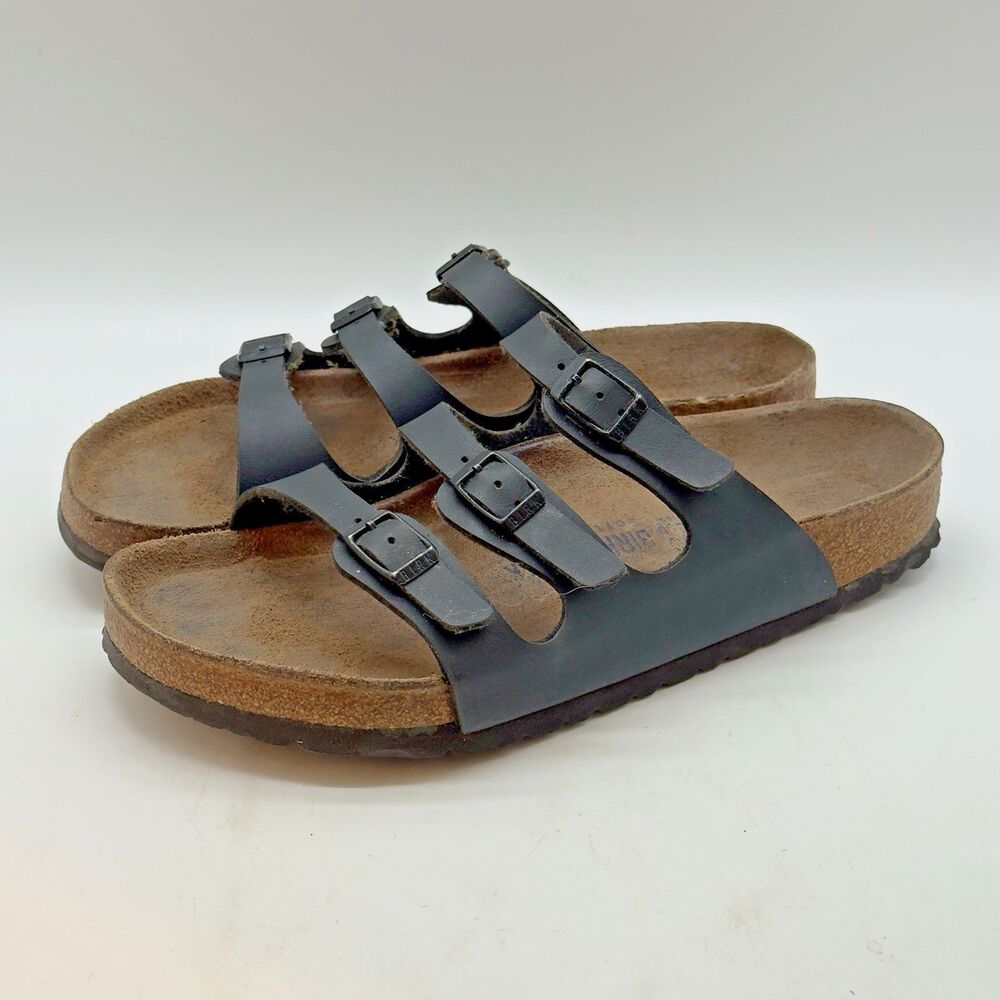 Birkenstock Florida Soft Footbed Sandal EU 40 W 9 - M 7 Black Triple Strap Slide - Picture 3 of 12
